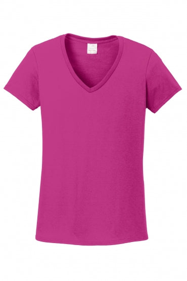 Women's T-Shirts - Gildan Ladies Heavy Cotton 100% Cotton V-Neck T-Shirt. 5V00L