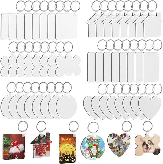 Keychains - rectangle, square, circle, heart, house, dog bone