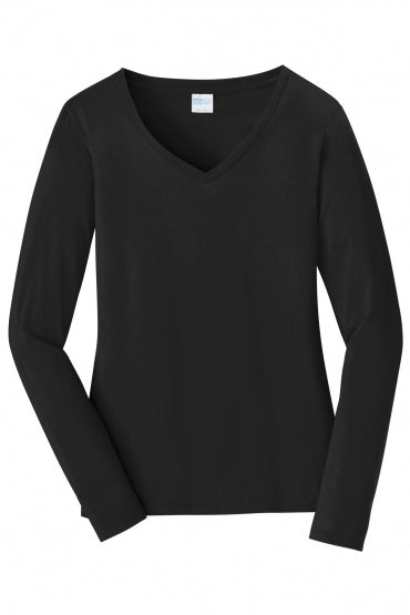 Women's Long-Sleeves - Port & Company Ladies Long Sleeve Fan Favorite V-neck Tee